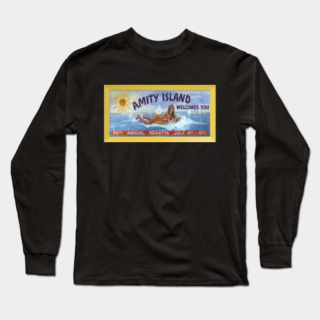 Jaws — Amity Billboard (without graffiti) Long Sleeve T-Shirt by GraphicGibbon